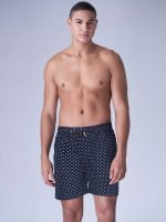 Men’s Geometric Print Casual Shorts with Elastic Waist & Drawstring