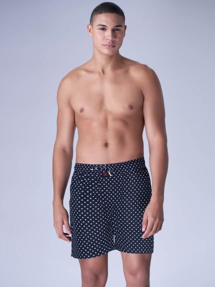 Men’s Geometric Print Casual Shorts with Elastic Waist & Drawstring